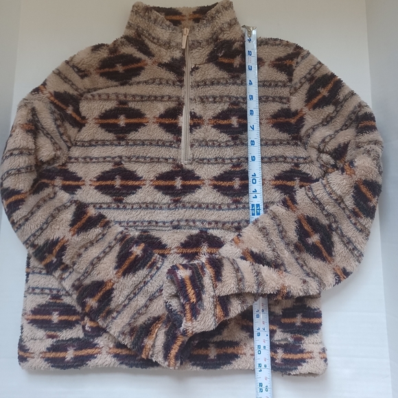 AERO Southwest Quarter Zip Fleece Top Size Medium Tan & Brown - Picture 10 of 14